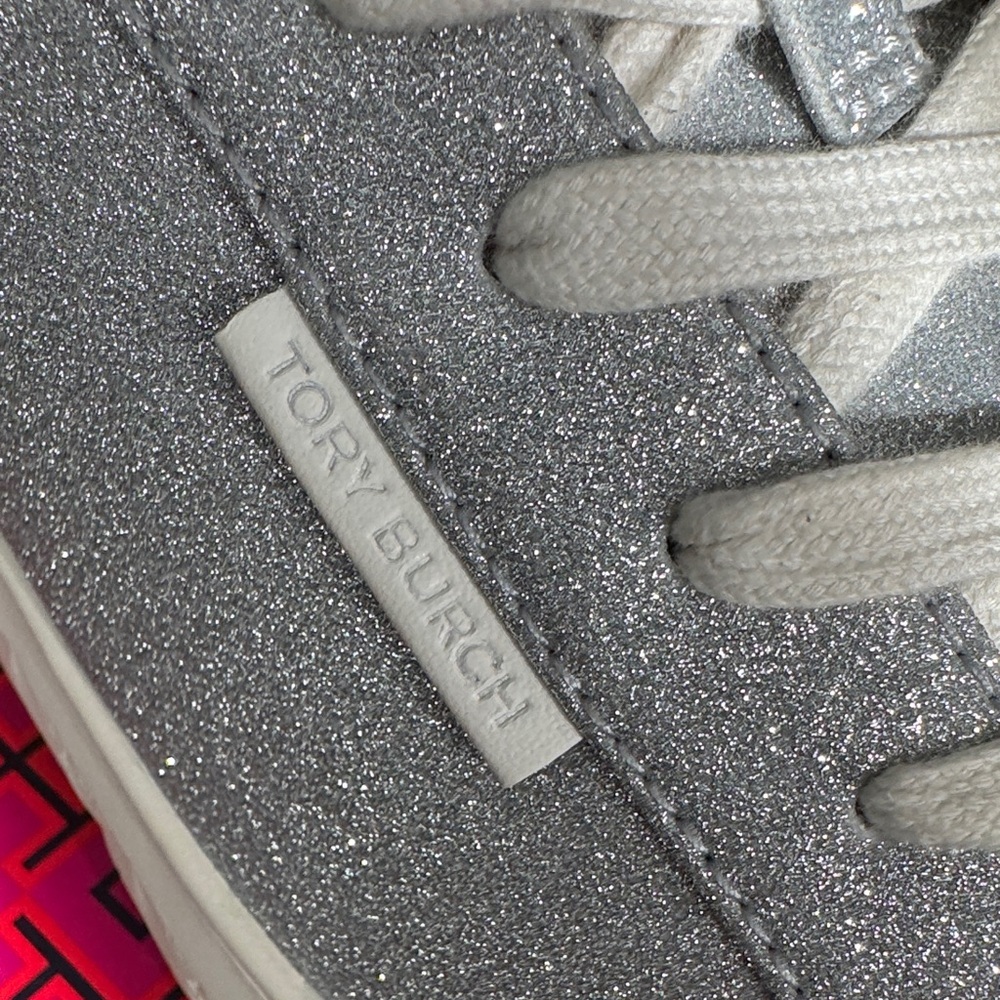 Tory Burch Lady Bug Women's Silver Glitter Sneakers Sz 9 - Picture 5 of 10